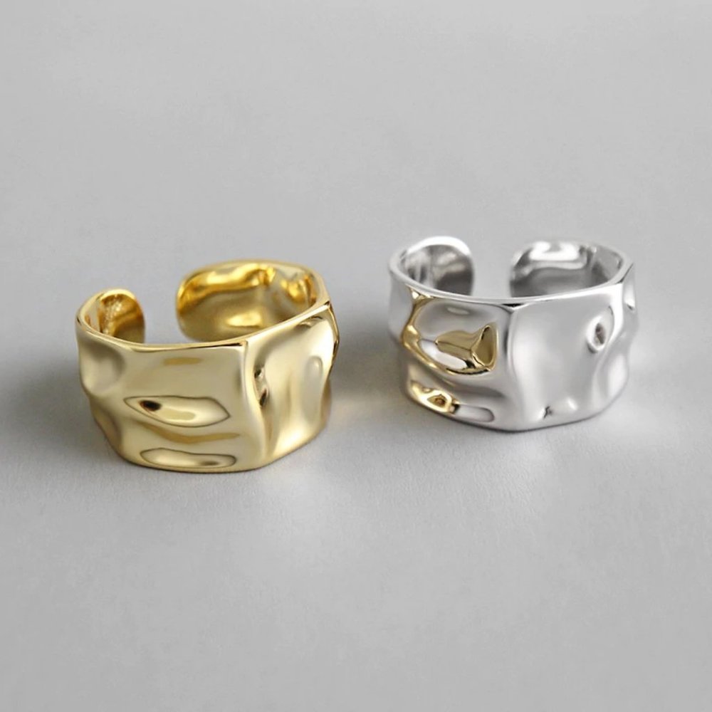 *NEW Gold/Sterling Silver Wave Adjustable Ring 3